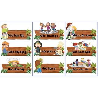 [Chỉnh tên theo y/c] Decal dán Tên Các Góc Chơi Trang Trí Trường Mầm Non, Mẫu Giáo, Nhà Trẻ Tiểu Học