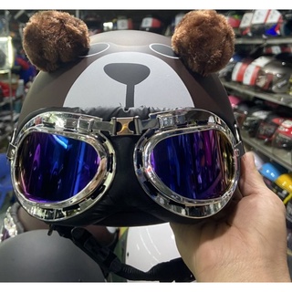 Ảnh chụp mũ bảo hiểm hình gấu nâu có tai ,picachu tai cute kèm kính thời trang ngộ nghĩnh đang yêu tại Hà Nội