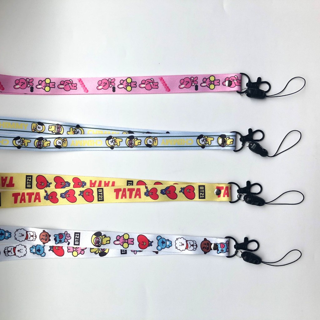 Combo 10 dây strap móc đeo điện thoại BT21 BTS tặng kèm strap xanh