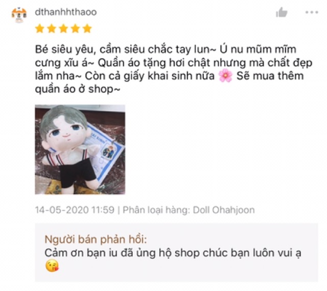 Doll FANSITE Ohahjoon Con Bố RM nhóm BTS Chính Hãng Tặng Kèm Quà