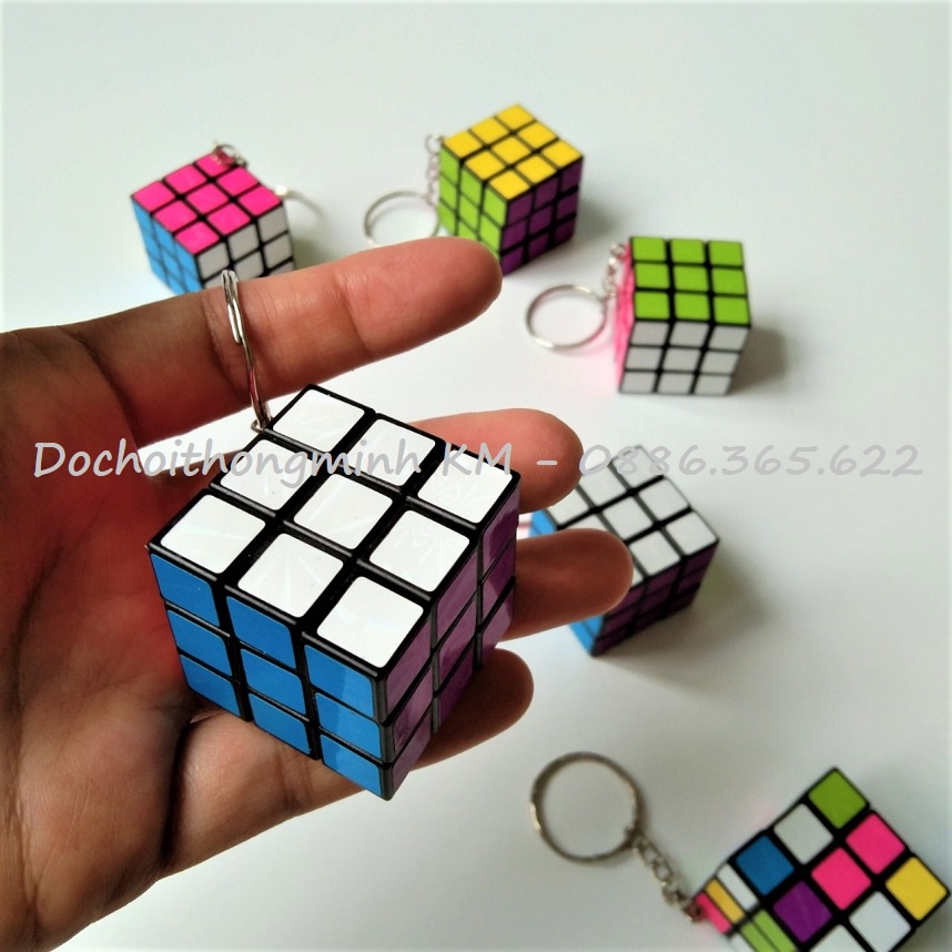 Móc khóa Rubik 3x3 xoay được ánh kim - khối lập phương Rubik