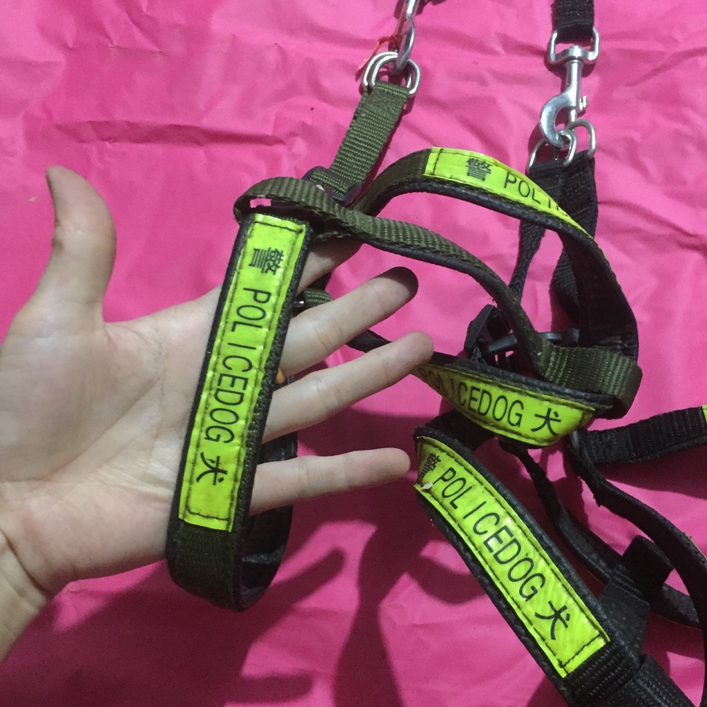 Dây Dắt - Dây Xích - Dây Yếm Police Phản Quang Cho Chó To 2,5cm