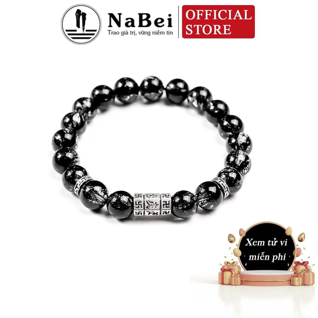 Vòng Tay Đá Thạch Anh Tóc Tự Nhiên Mix Bạc Thái Phù Hợp Cho Mệnh Kim, Thủy, Hỏa, Thổ, Mộc NB41 - Phong Thuỷ NaBei Store