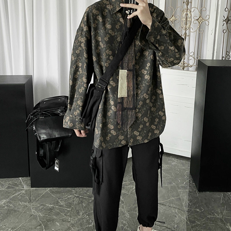 Áo sơ mi tay dài họa tiết hoa phong cách Vintage dành cho nam