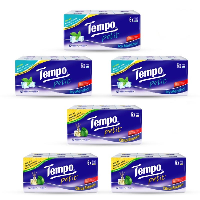 [Lốc 6 gói ] Khăn giấy Tempo Petit Icy Menthol 4 lớp