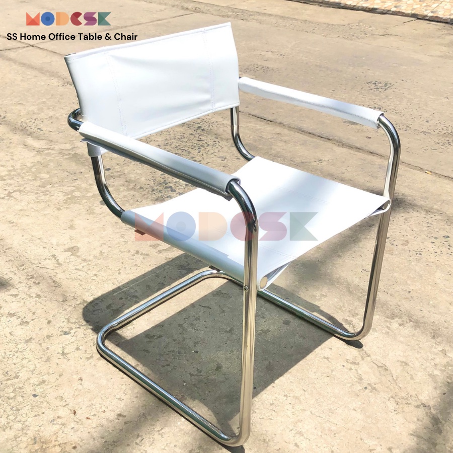 Ghế Studio MODESK Home Ofice Arm Chair Black and White Khung Inox 304 Da Simili D500xR500xC800mm