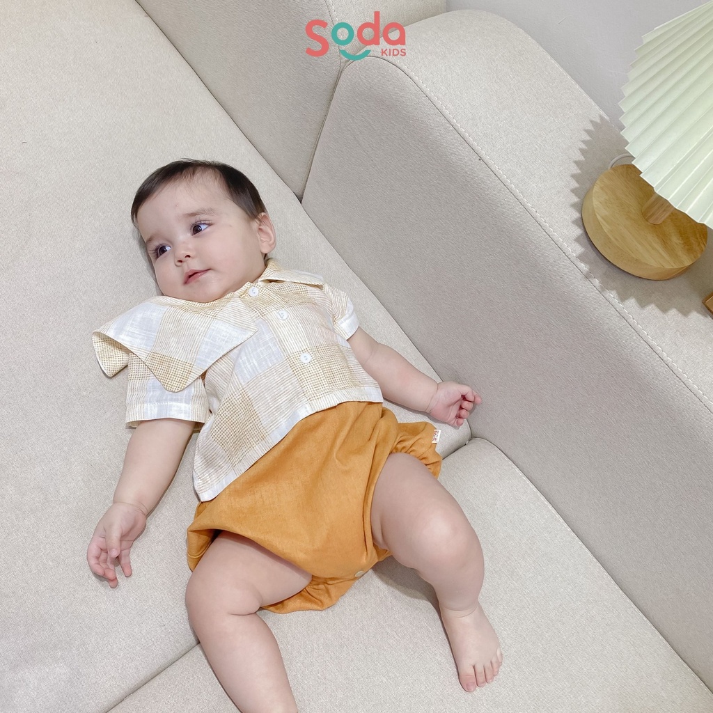 Body cho bé trai, body cho bé gái SODA KIDS họa tiết gấu, kẻ xinh xắn