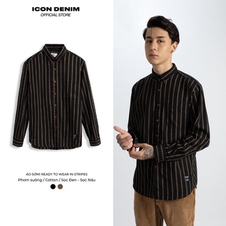 Áo Sơ Mi Nam ICON DENIM Kiểu Flannel Dáng Suông Ready To Wear In Stripes SM120055