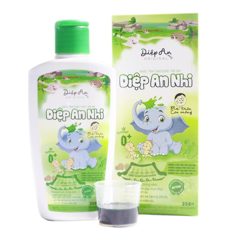 Nước tắm thảo dược trẻ em Diệp An Nhi - Ngăn ngừa các vết chàm sữa, rôm sảy