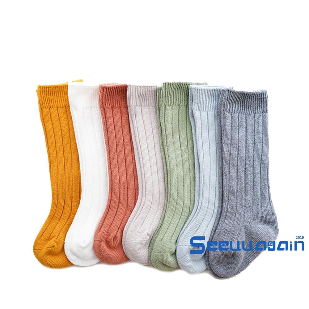 ❥☀✿SEEBaby Solid Color Breathable Comfortable Long Tube Knee High Socks