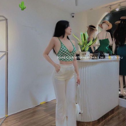 Áo 2 dây ô vuông cổ tim siêu hot(B.C)