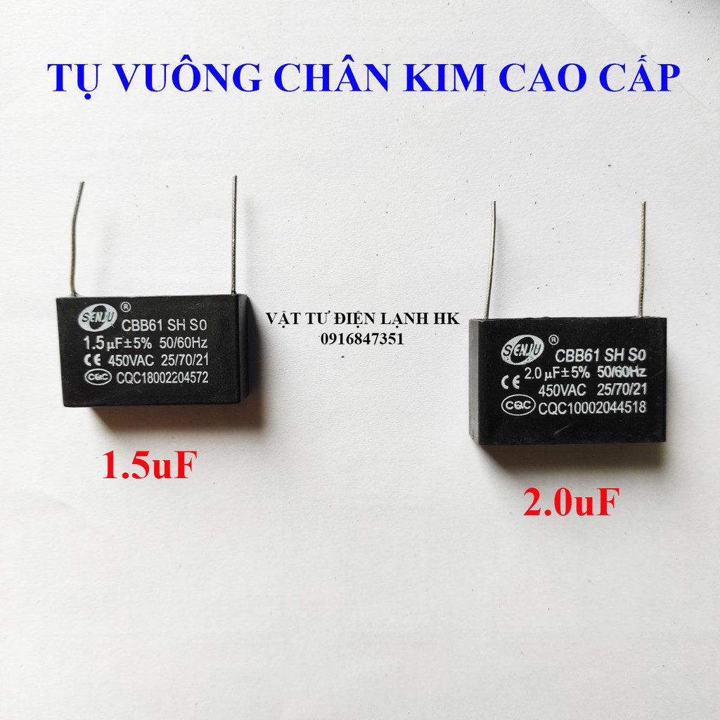 Capa Tụ quạt vuông điện dung 1.0 1.2 1.5 2.0 2.5 3.0 3.5 4.0 5.0 6.0 7.0 8.0 uF Caba cho quạt - máy bơm - quạt điều hòa