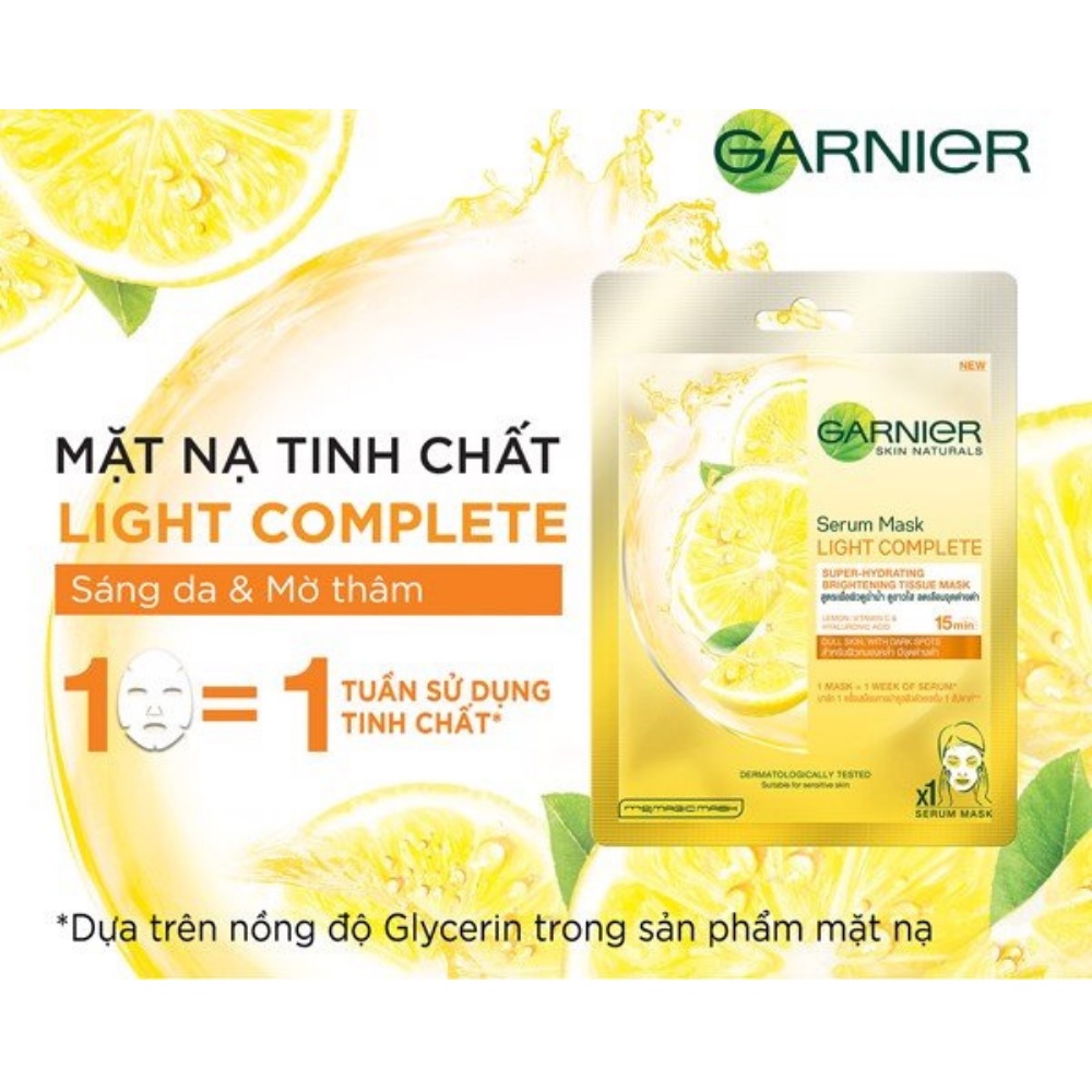 Mặt nạ tinh chất Quả Yuzu &amp; Vitamin C sáng da tức thì Garnier Light Complete Serum Mask 28g