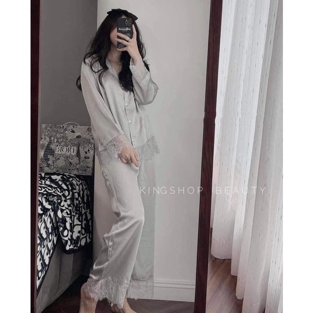 Bộ pijama lụa pha ren cao cấp hàng QC | BigBuy360 - bigbuy360.vn