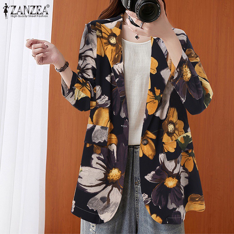 Áo Khoác Blazer Zanzea Tay Dài Dáng Rộng In Hoa Phong Cách Vintage Thời Trang Cho Phụ Nữ | BigBuy360 - bigbuy360.vn