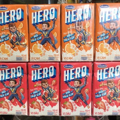 Sữa Hero cam/ dâu lốc 4 hộp x 110ml