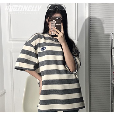 Áo thun T-shirt unisex kẻ ngang bản lớn form rộng