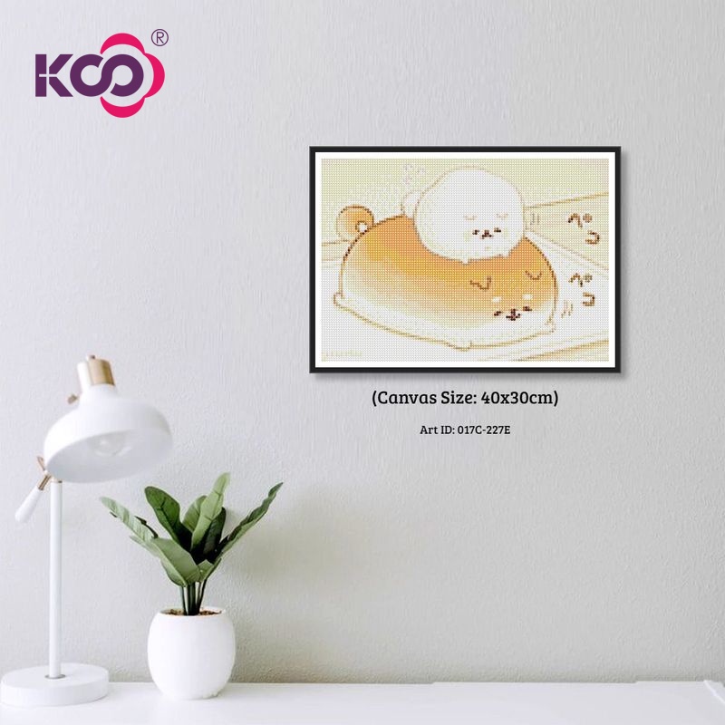 Bộ tranh đính đá 5D DiY 40x30cm hình chú chó Shiba inu