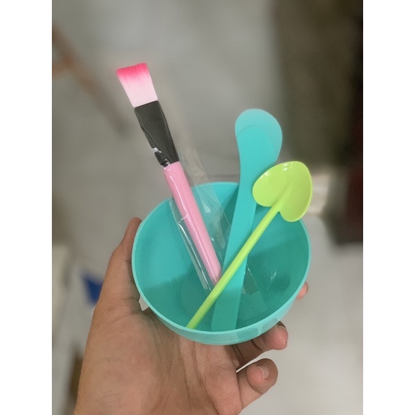Bộ Chén cọ pha mặt nạ (kèm túi zip), Bộ Bát cọ nhựa dẻo