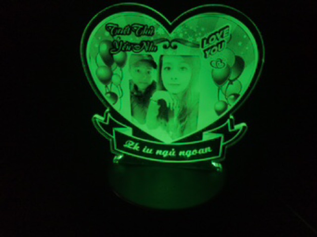 Đèn led 3d hình tim, (7 màu - 16 màu) Quà tặng theo yêu cầu