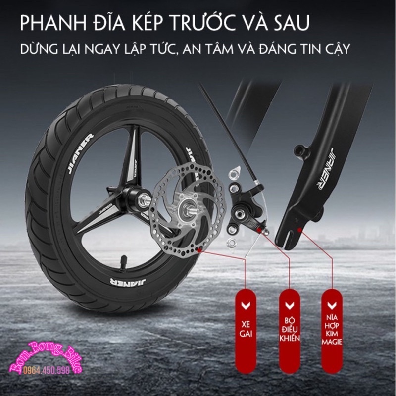 Xe đạp trẻ em Jianer J9 Nhập Khẩu Khung Đúc Vành Đúc Phanh Đĩa Có Giảm Sóc 12-14-16inch(Bé Từ 2 đến 8 tuổi )