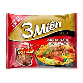 ⚡Date mới⚡ Mì 3 Miền Gold bò hầm rau thơm/ Tôm chua cay gói 75g