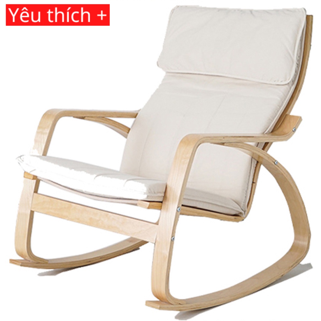 Ghế Bập Bênh Gỗ-Ghế Thư Giãn Chất Liệu Gỗ Bạch Dương Cao Cấp Kết Hợp Đệm Bọt Biển Đàn Hồi Êm Ái Nhiều Màu Sắc