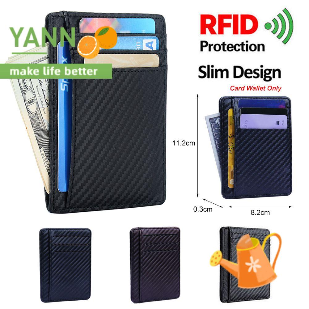 Ví Da Pu Mỏng Họa Tiết Sợi Carbon Chống Trộm Thời Trang Cho Nam