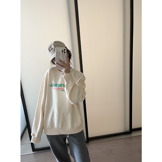 Xiaozhainv Áo sweater tay dài dáng rộng in chữ thời trang Hàn Quốc dành cho nữ | BigBuy360 - bigbuy360.vn