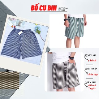 🍀quần đùi nam🍀quần đùi mặc nhà, mặc ngủ, quần short nam thun kẻ sọc🍀bố cu bin