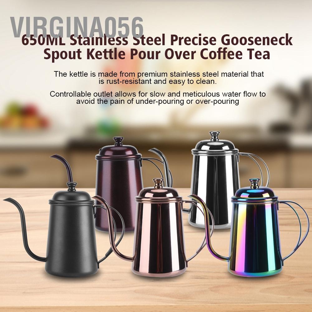 Hàng Hot 650ML Thép không gỉ chính xác có vòi cổ ngỗng Ấm siêu tốc Cà phê Trà Nhà nấu bia nhỏ giọt Hàng giao ngayVirgina056