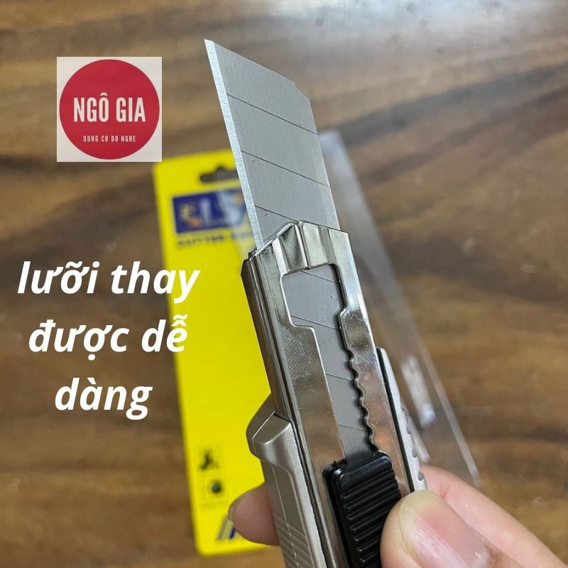 Dao rọc giấy lớn loại tốt 18mm LS+ khóa lưỡi kim loại rời, an toàn, chắc chắn, hàng loại tốt