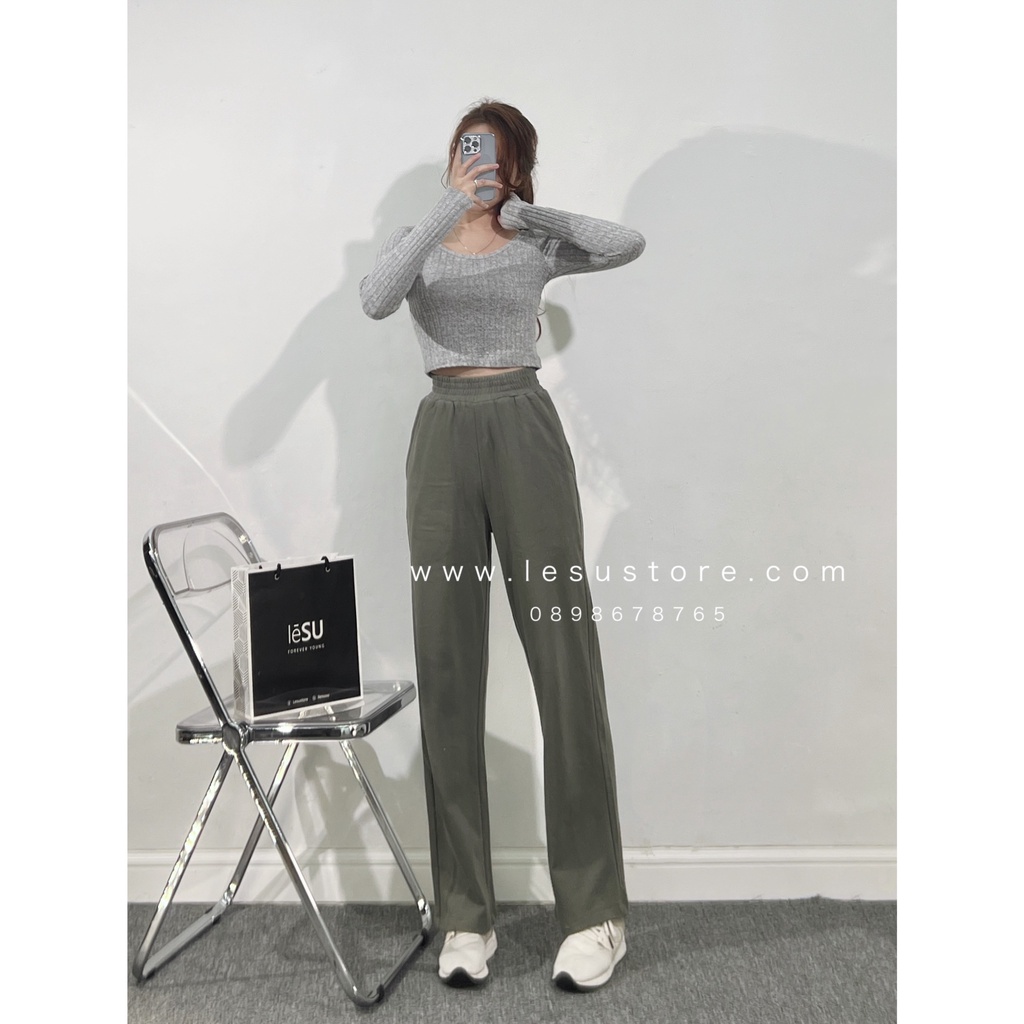 ẢNH TỰ CHỤP Áo croptop thun trơn cổ tròn tay dài