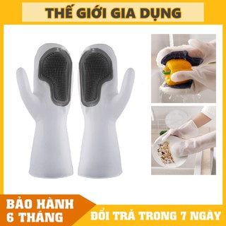 Găng Tay Rửa Chén Bát Silicon Tạo Bọt - Không Hại Da Tay