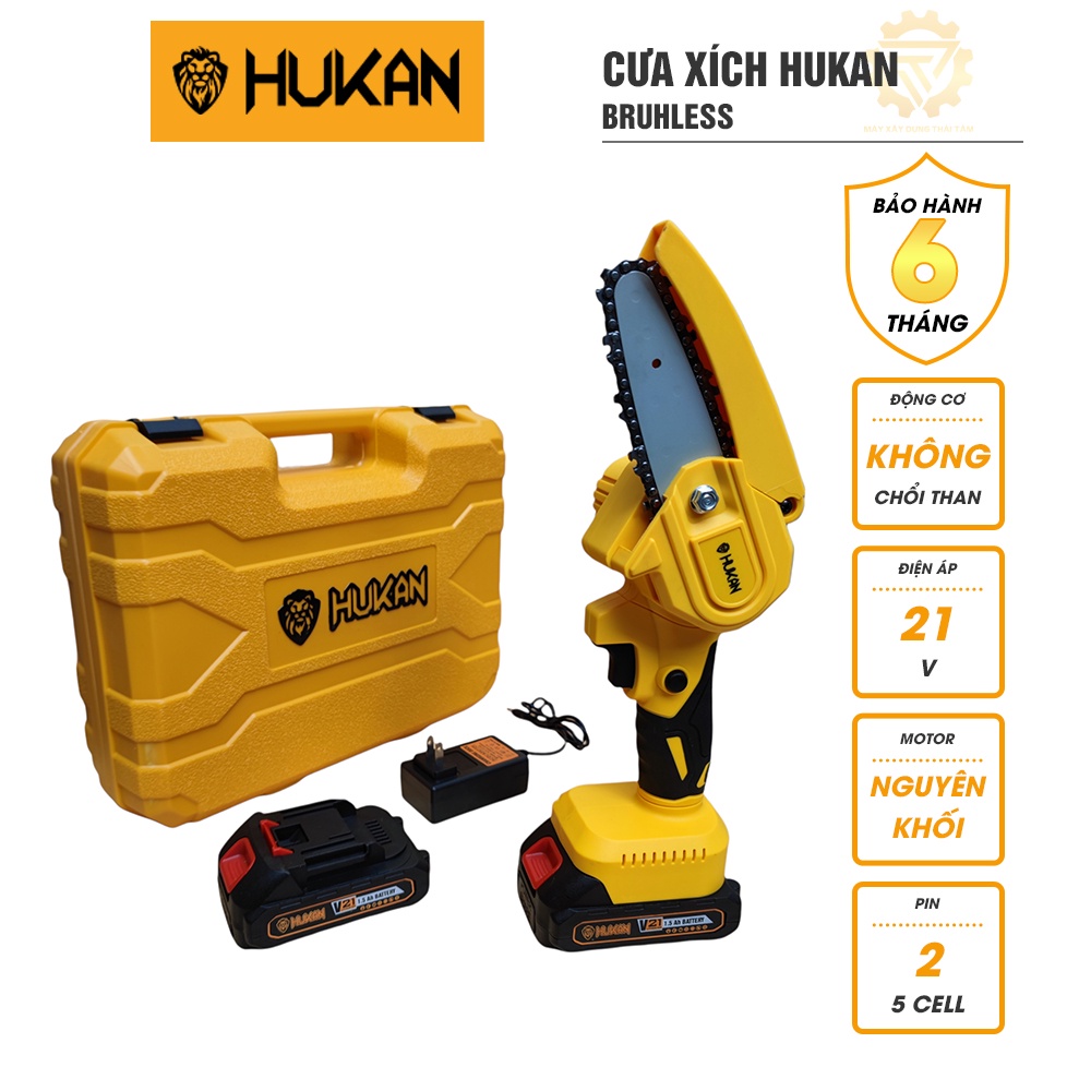 Cưa xích Hukan 21V Brushless mini động cơ nguyên khối