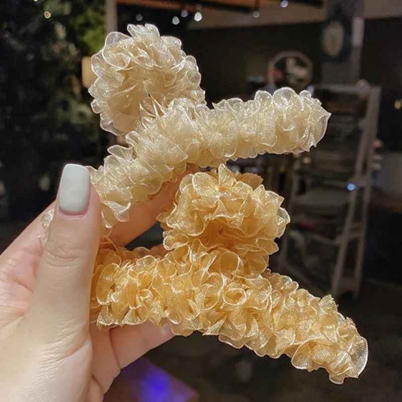 Kẹp tóc vải nhún bèo - cặp tóc phong cách Hàn Quốc dễ thương xinh xắn ZAZA H005