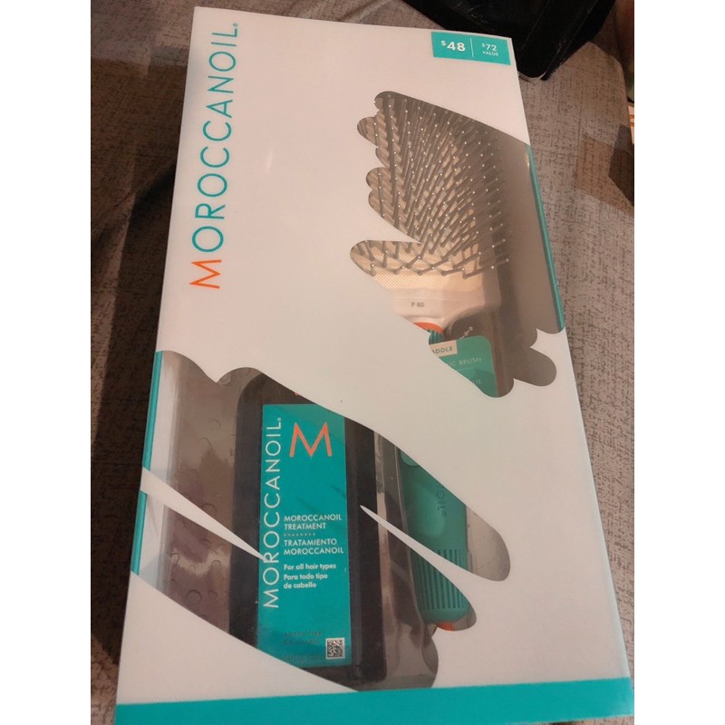 Set tinh dầu dưỡng tóc & lược Moroccanoil