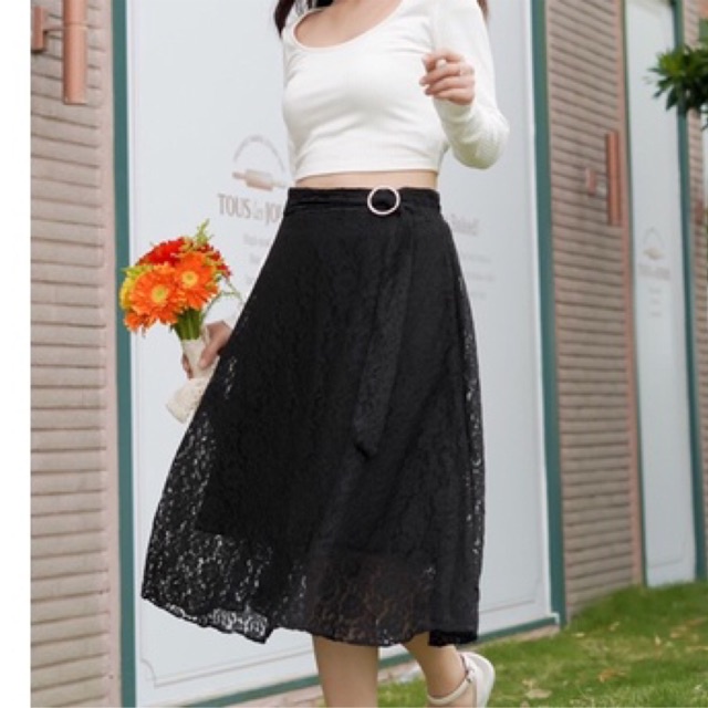 Chân váy ren dáng midi xuất khẩu - Hàng dư xịn