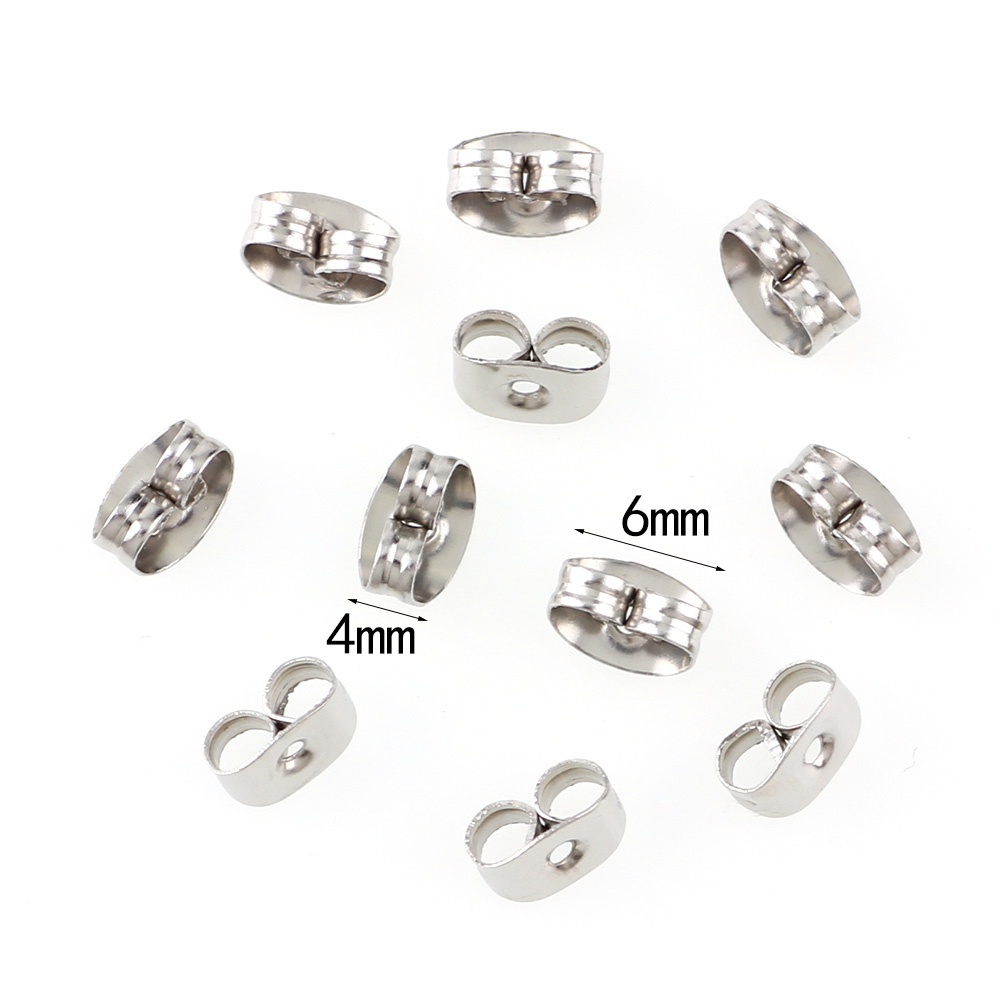Set 100 Nút Tai Bằng Thép Không Gỉ Hình Bướm Thời Trang