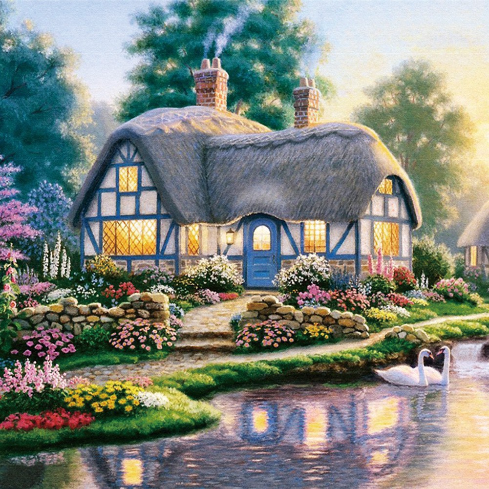 Bộ dụng cụ làm tranh đính đá thủ công họa tiết ngôi nhà | BigBuy360 - bigbuy360.vn