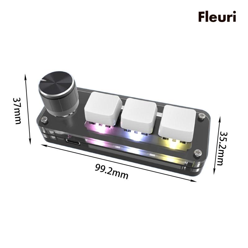 Bàn Phím Lập Trình RGB 3 Nút Bấm Nhỏ Gọn Cho Windows