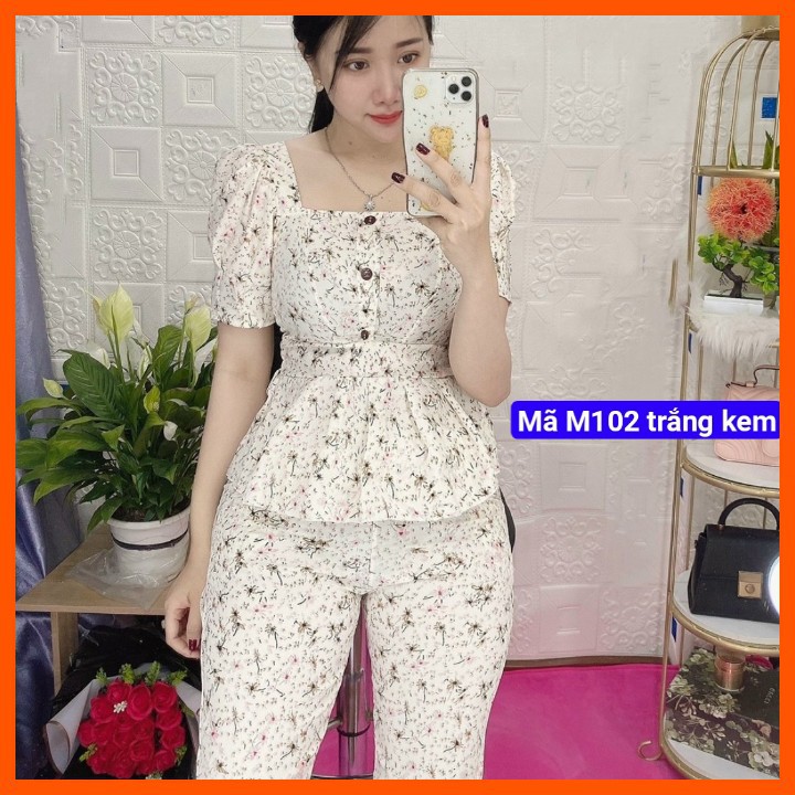 [MÃ M102] [ SALE SỐC] Đồ Bộ Mặc Nhà ĐẸP Kiểu Nữ Siêu xinh Chất Đũi Xốp Lên Fom Siêu Đỉnh - Mã Số M102