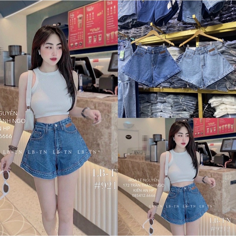 quần sort jean lưng cao