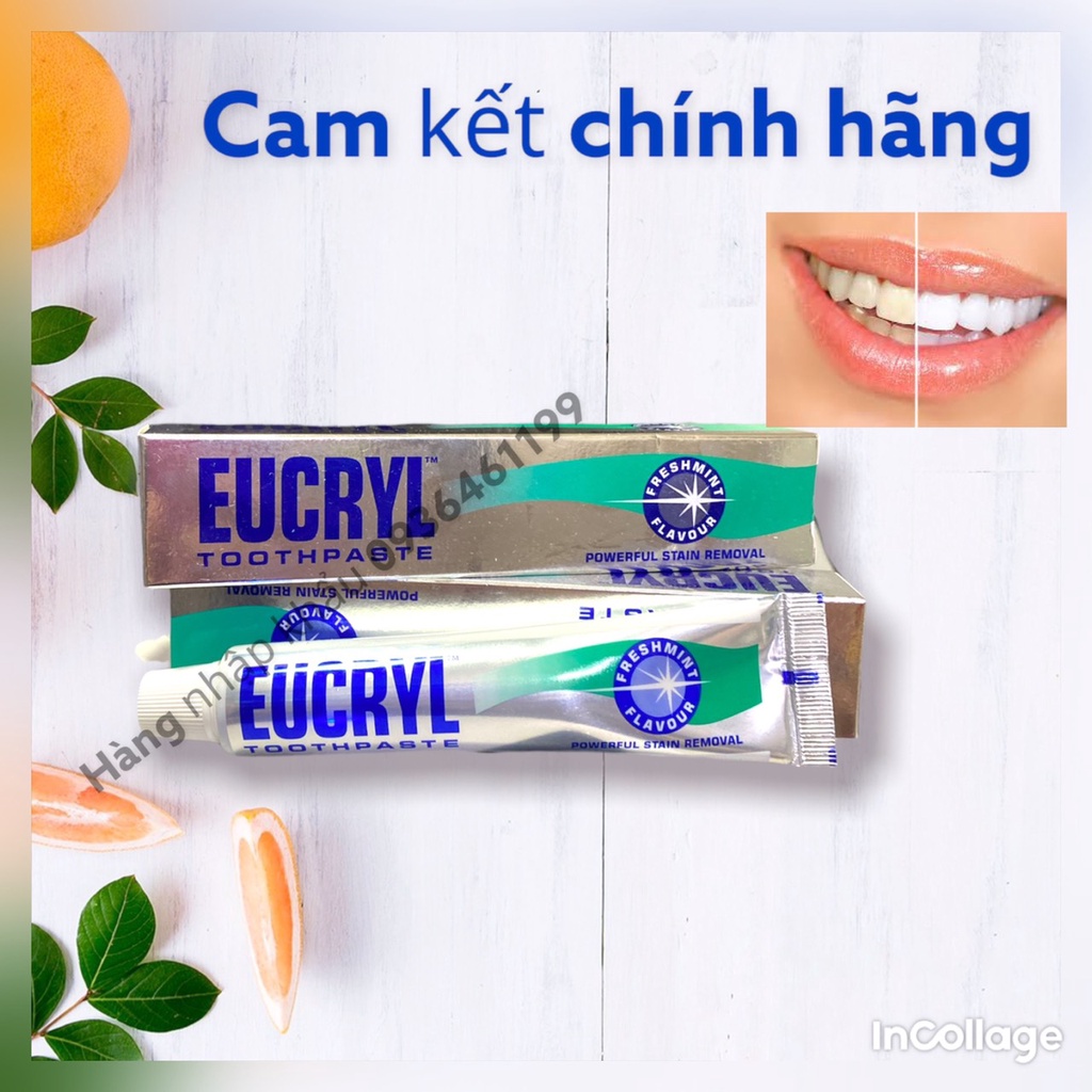 Kem đánh răng tẩy trắng răng Hương Bạc Hà Eucryl-UK