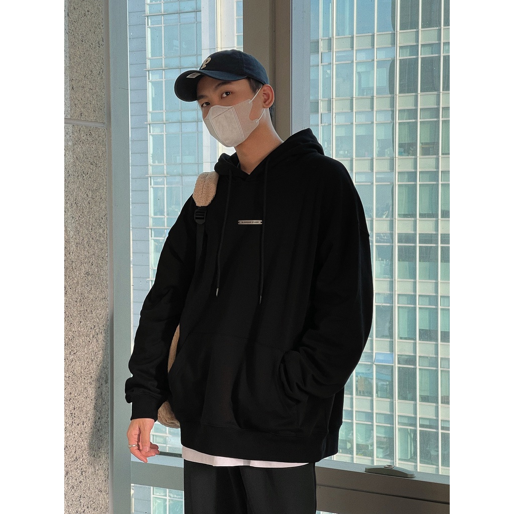 Áo Hoodie Glamour - Basic Hoodie - Đen/Xám