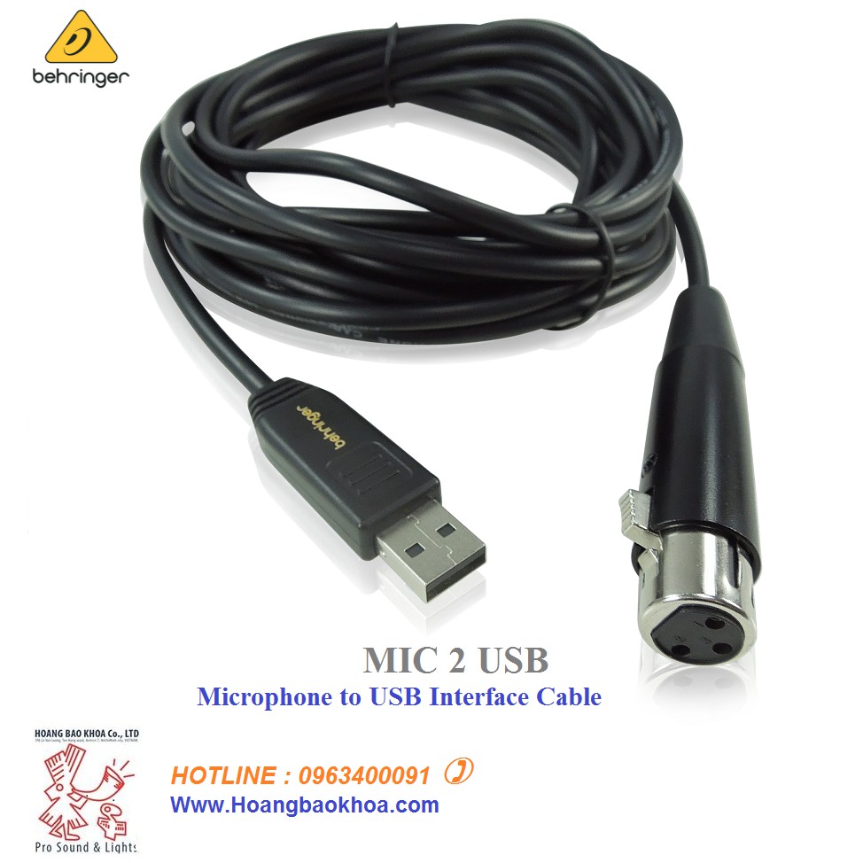 Dây tin hiệu Behirnger MIC 2 USB -5 Mét - USB Interface Cable cho Microphone Behringer