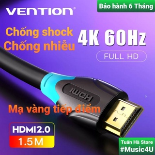 Dây cáp HDMI Vention 2.0 4K 60Hz 1.5m cho máy tính Laptop PS3 PS4 siêu bền Tuấn Hà Store