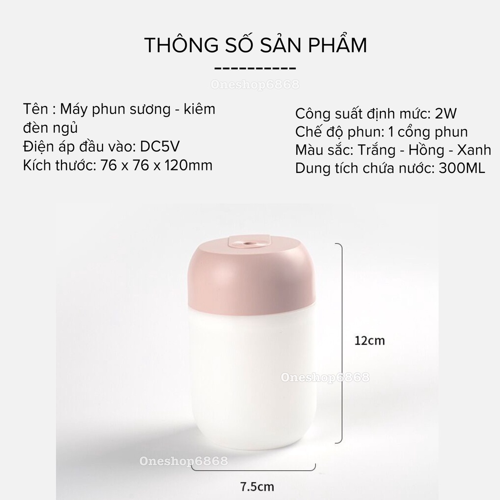 Máy Xông Tinh Dầu Kiêm Đèn Ngủ Mini Tạo Ẩm - Máy Khuếch Tán Tinh Dầu Xông Phòng 300ml MX06