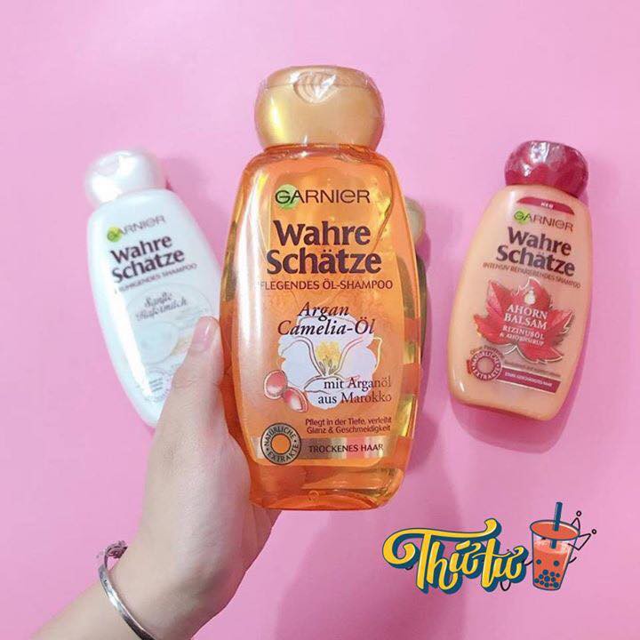 Bộ Gội Xả Garnier Wahre Schatze Dầu Argan và Hoa trà - phù hợp mua tặng người thân hàng nhập Đức