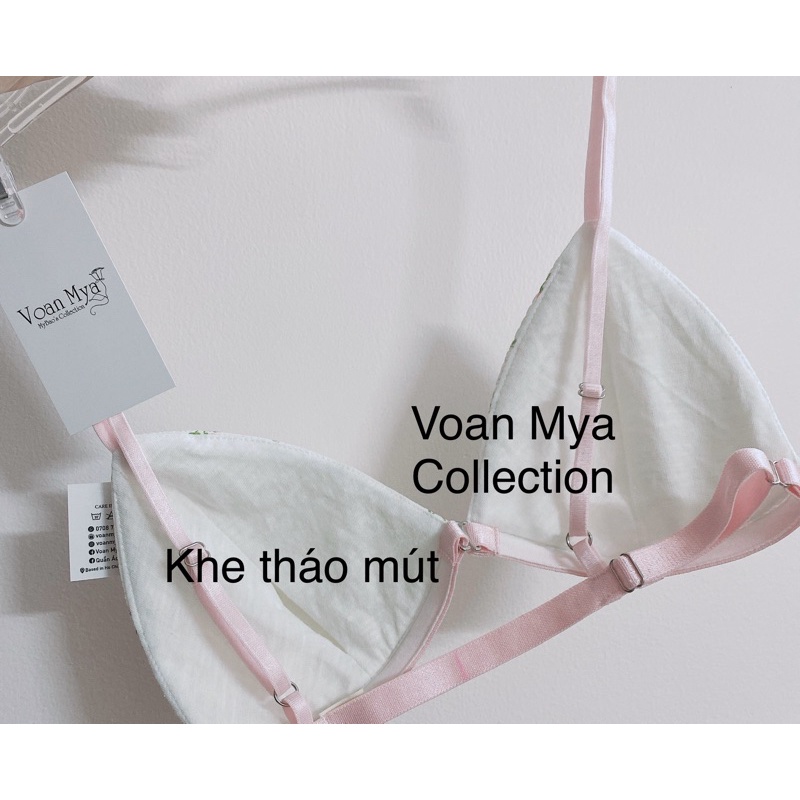 Áo Bralette vải xốp mịn mát hoa nhí - áo ngực cài trước, không gọng, mút rời Nội y thiết kế Voan Mya Voanmya